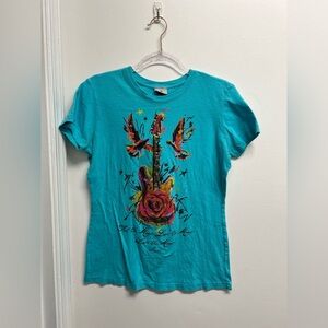 Rock & Roll Hall Of Fame Born to Rock Graphic T-Shirt with Guitar and Birds